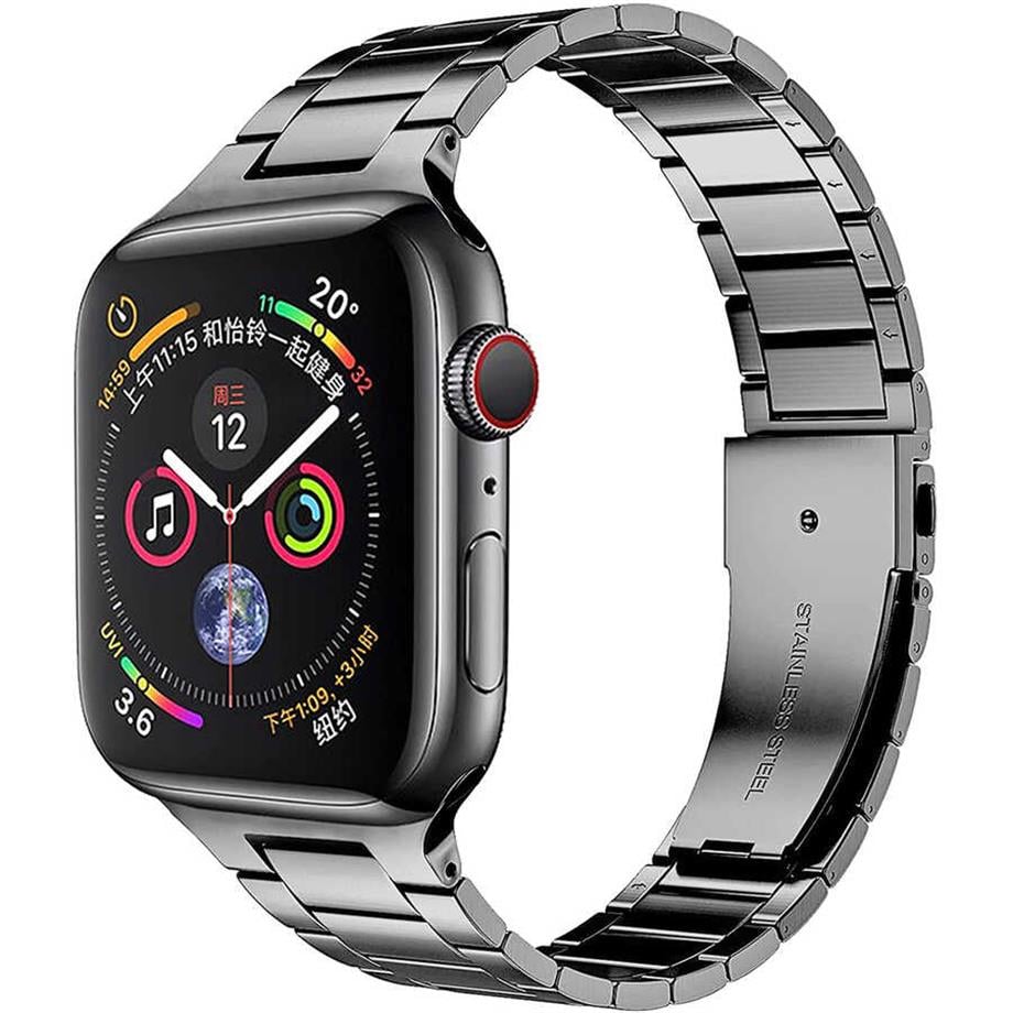  Apple Watch Ultra 49mm Kordon Wiwu Ultra Thin Steel Belt Three Beads Metal Strap Kayış  Gri 
