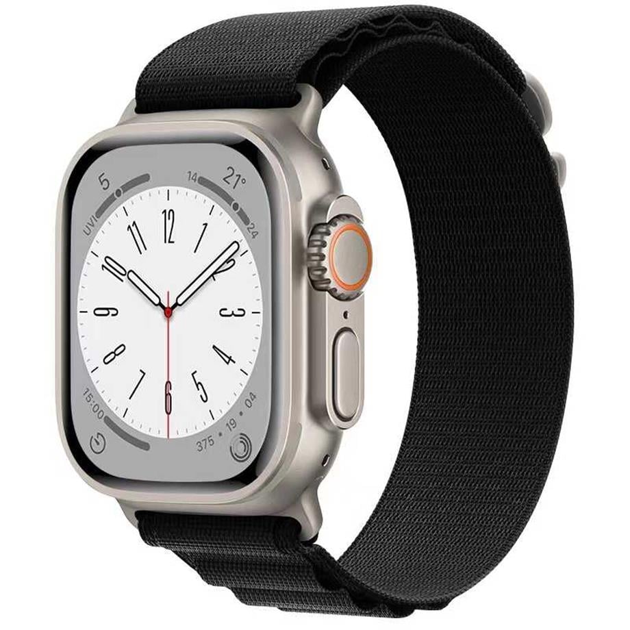  Apple Watch Ultra 49mm Zore KRD-74 Hasır Kordon  Siyah 