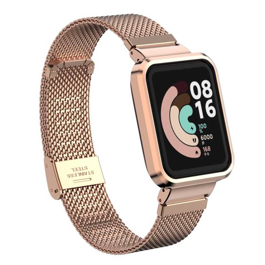  Xiaomi Redmi Watch (Mi Watch Lite) Zore KRD-59 Metal Kordon RoseGold