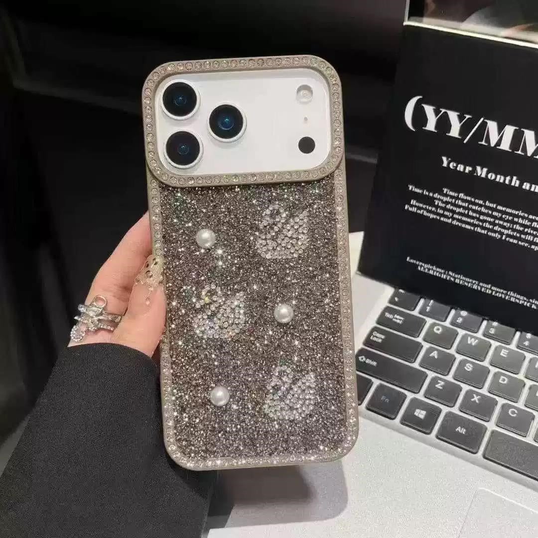 Aura Swan Taş Tasarımlı Premium Kılıf  Gri Renkli