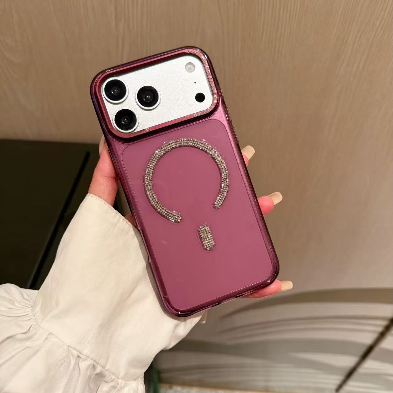 Crystal Aura Taşlı M‑Safe Silikon Kılıf Cherry Renkli