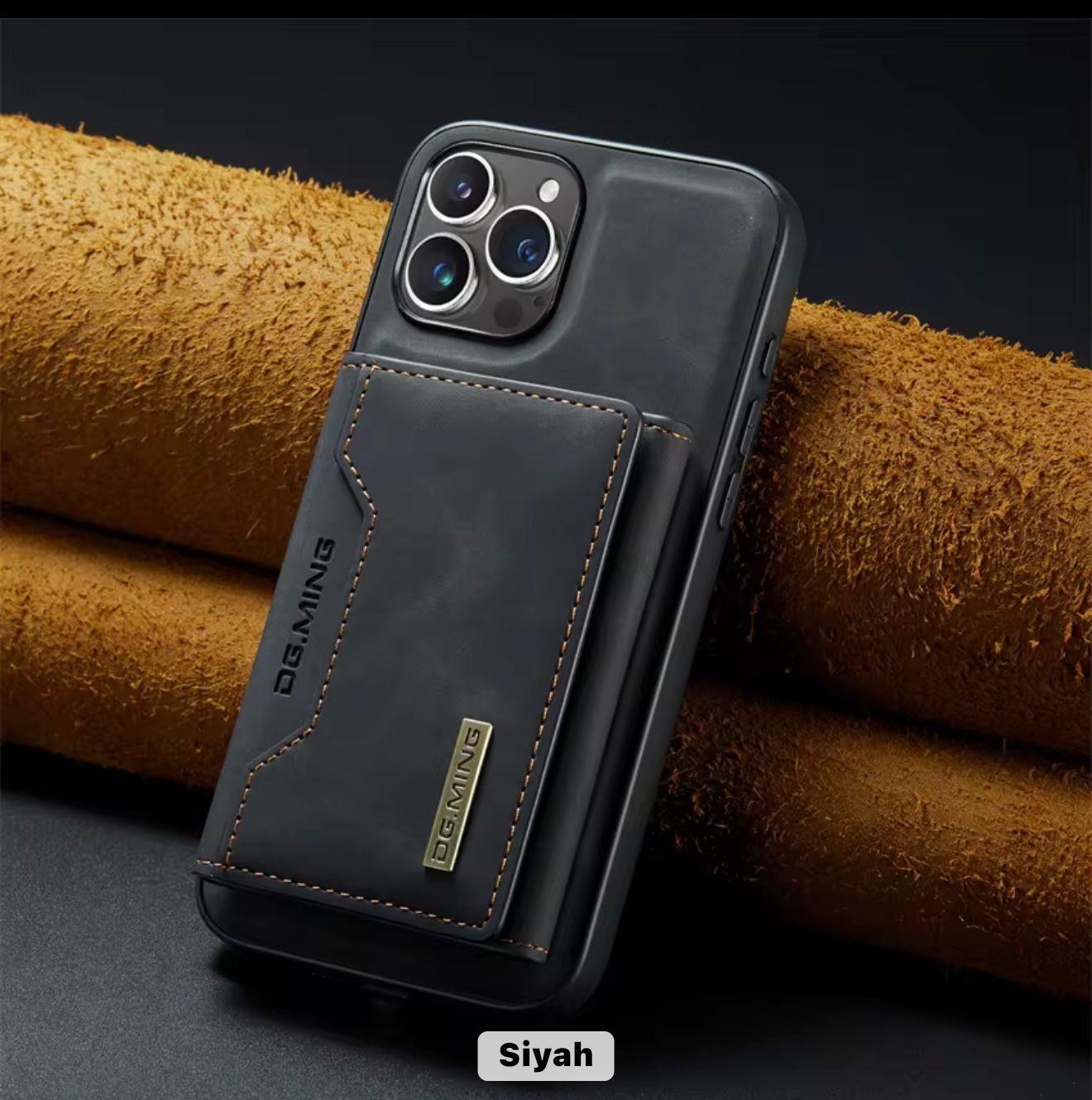 DG Mıng 2 Parça Ayrılabilir Güçlü Manyetik Cüzdanlı Siyah Renk Kılıf