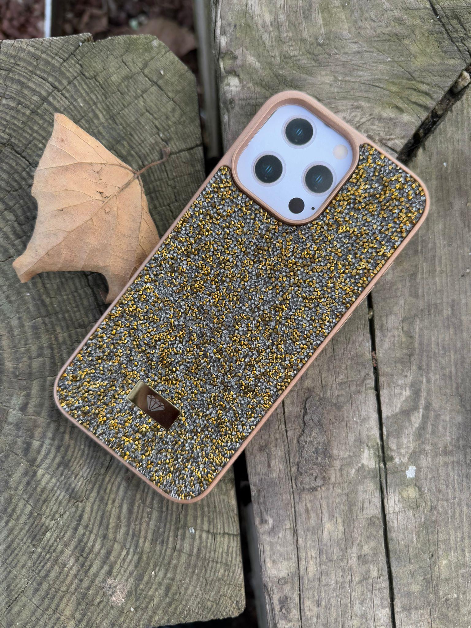 Diamond Luxury Taşlı Sert Silikon Telefon Kılıfı Desert Titanyum Renkli