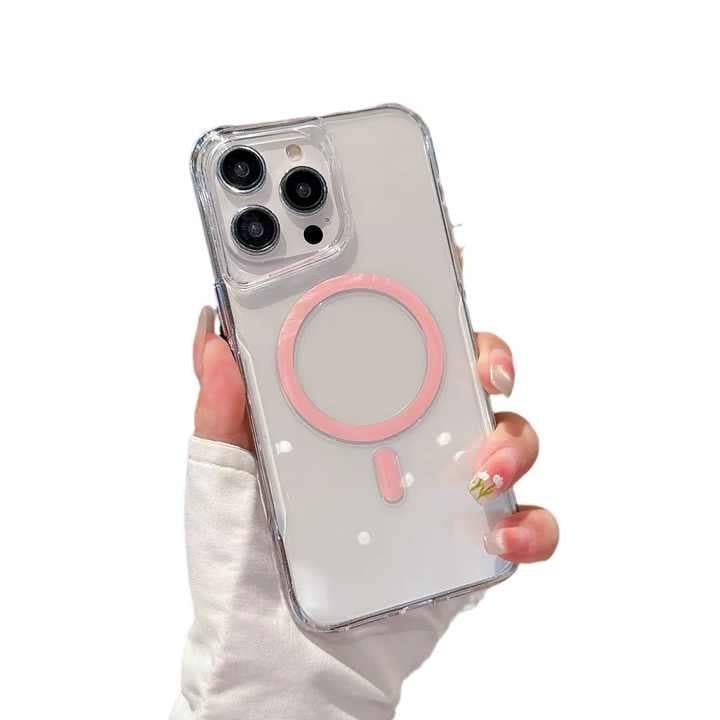Gear4 Magsefe Luxury Şeffaf Telefon Kılıfı Pembe Renkli