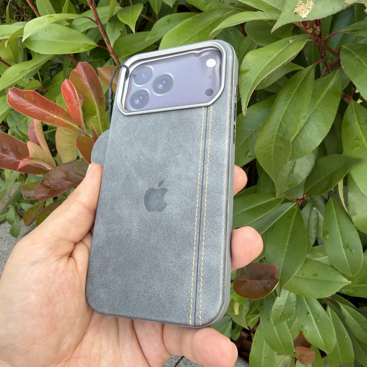 Heritage Leather Yandan Dikişli Deri Premium Kılıf Gri Renkli
