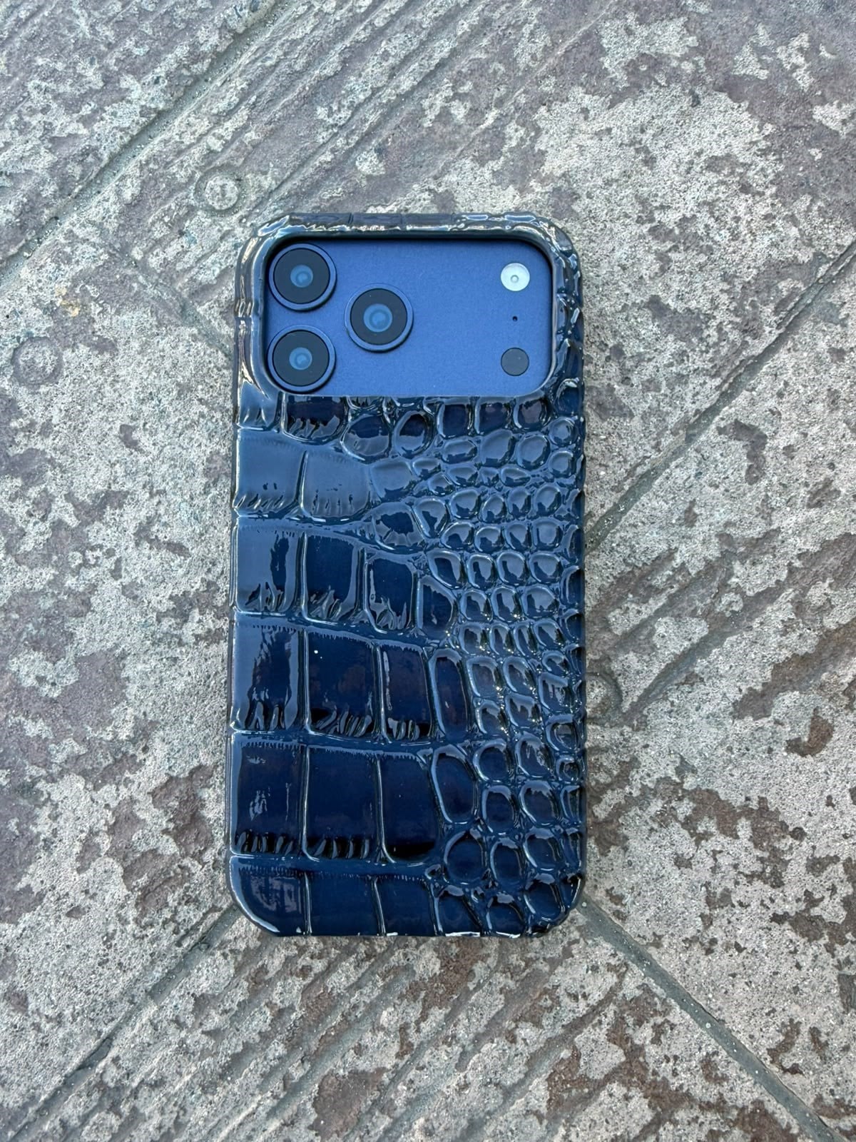 Luxury Snake Deri Görünmlü Kılıf Lacivert Renkli