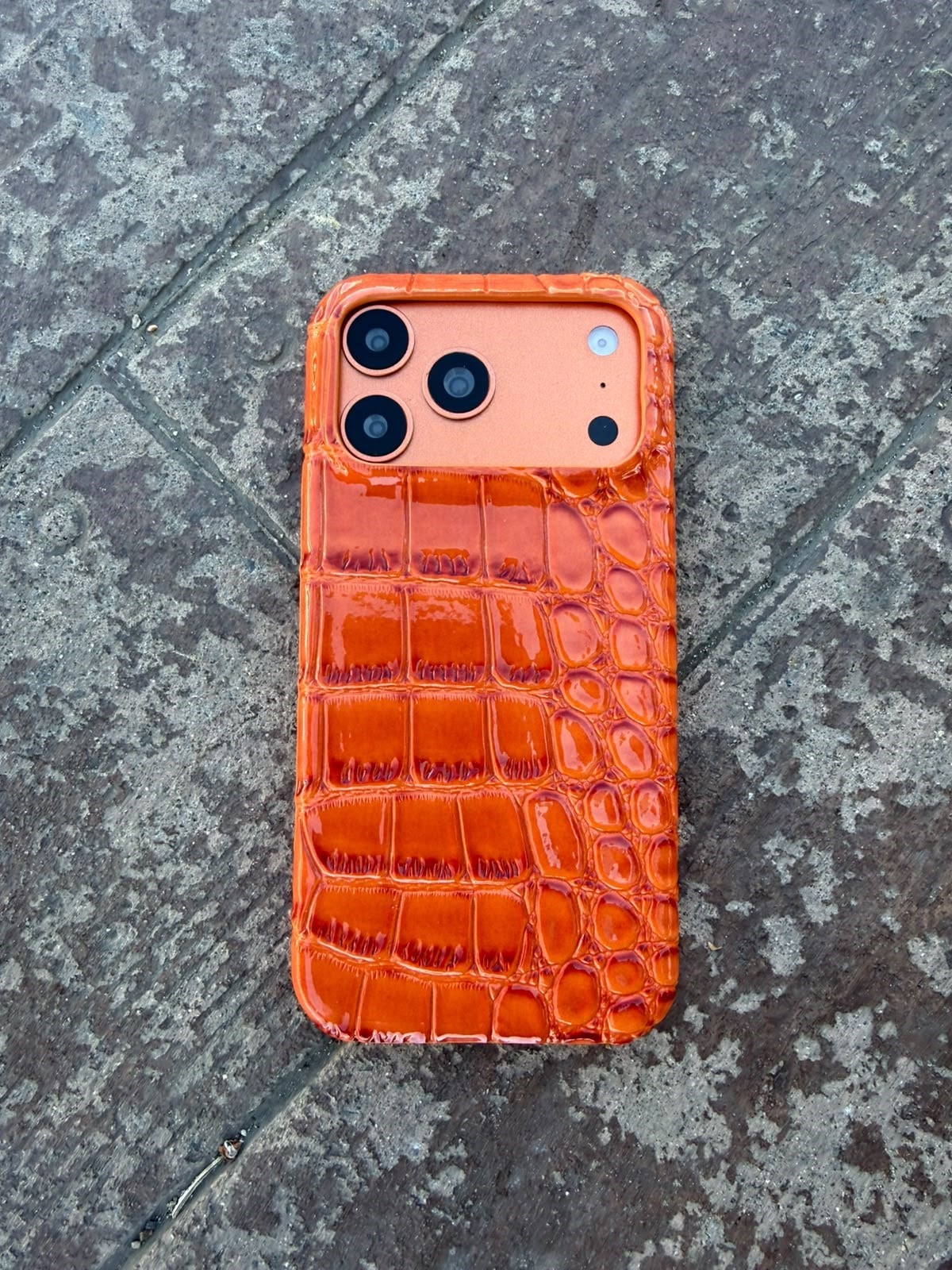 Luxury Snake Deri Görünmlü Kılıf Turuncu Renkli
