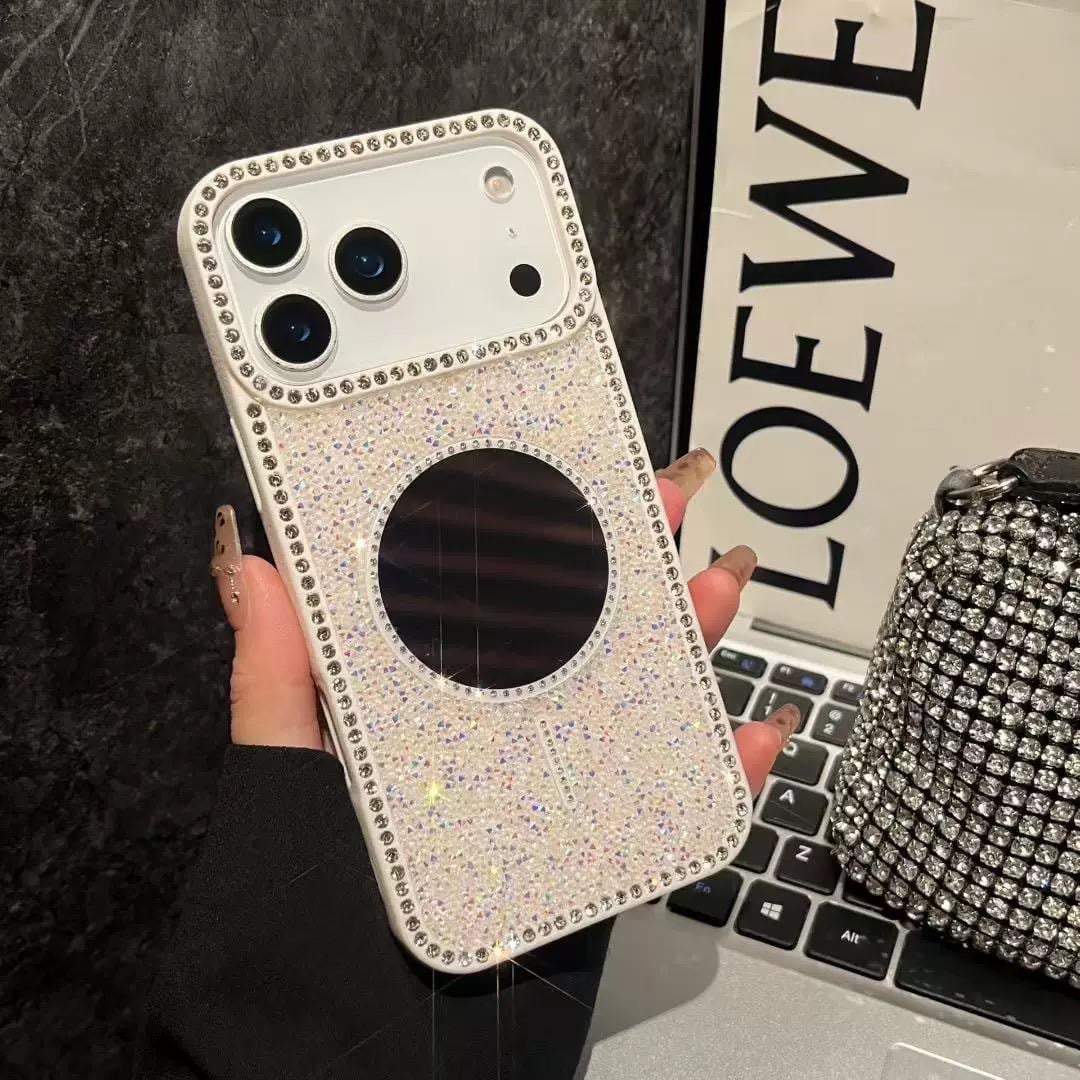 Mirror Aura Taşlı Aynalı Premium Kılıf Beyaz Renkli