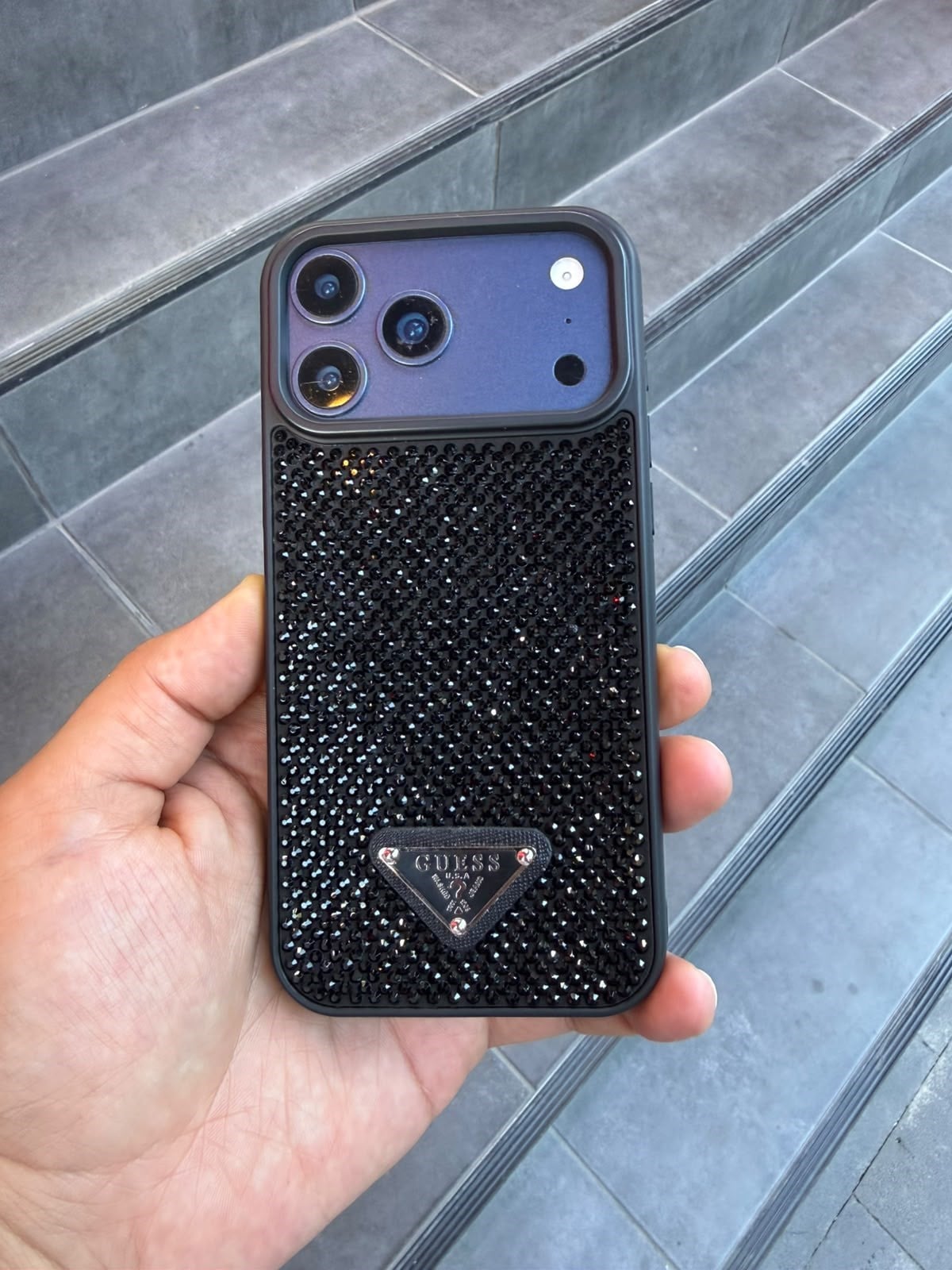 PRD Taşlı Luxury iPhone Kılıfı Siyah Renkli
