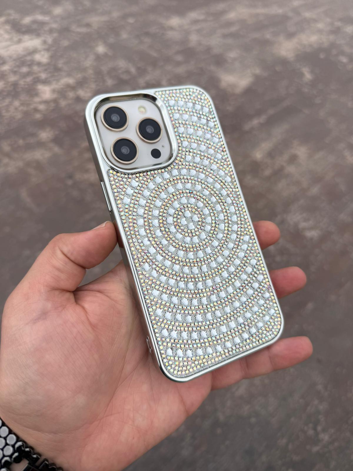 Puloka Taşlı Silikon Telefon Kılıfı Gri Renkli