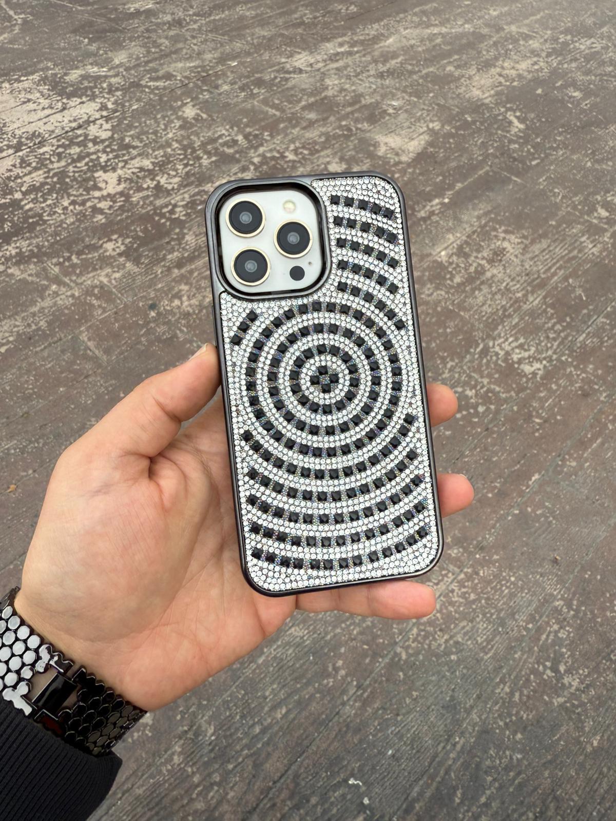 Puloka Taşlı Silikon Telefon Kılıfı Siyah Renkli