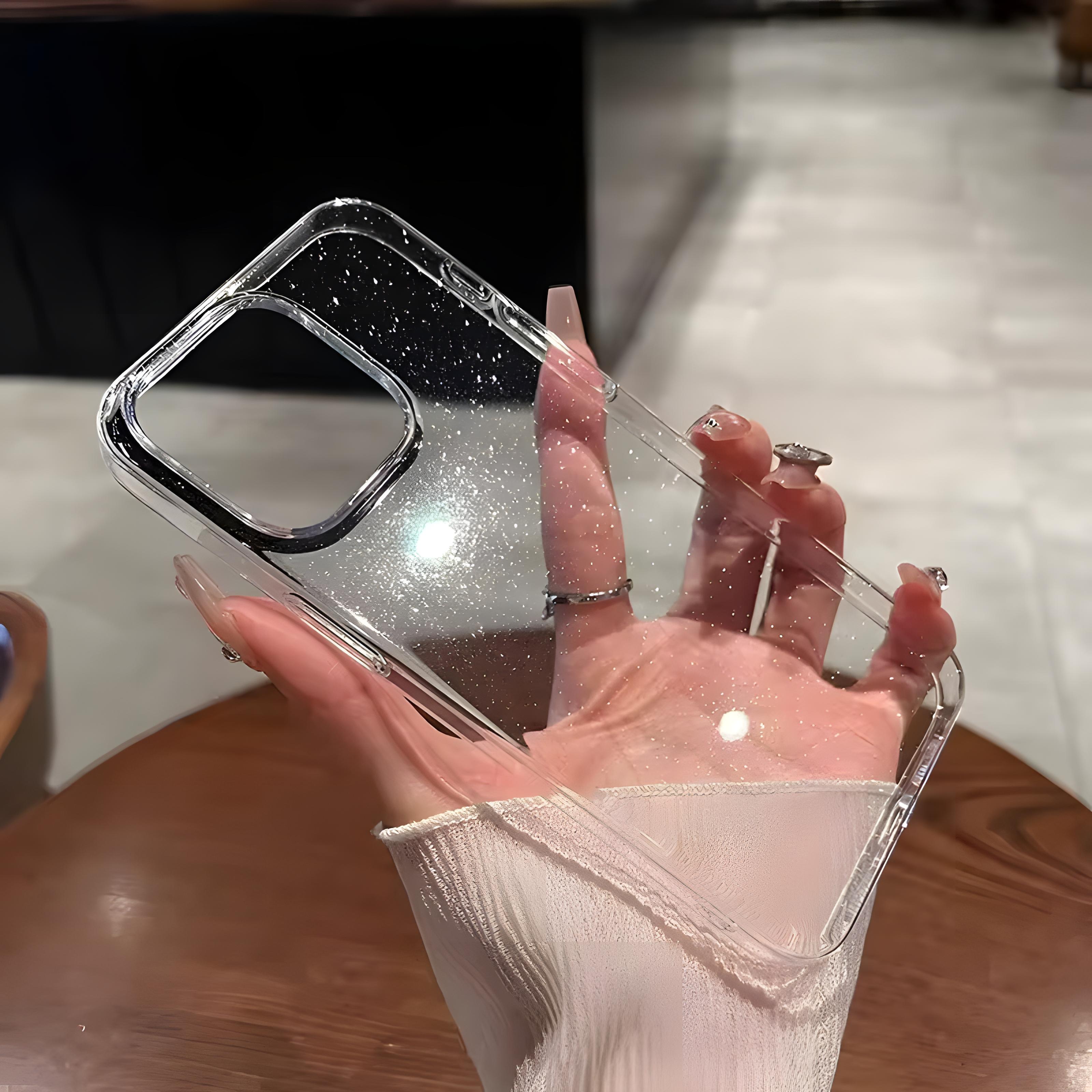 Simli Şeffaf Sararmayan Sert Mika Telefon Kılıfı