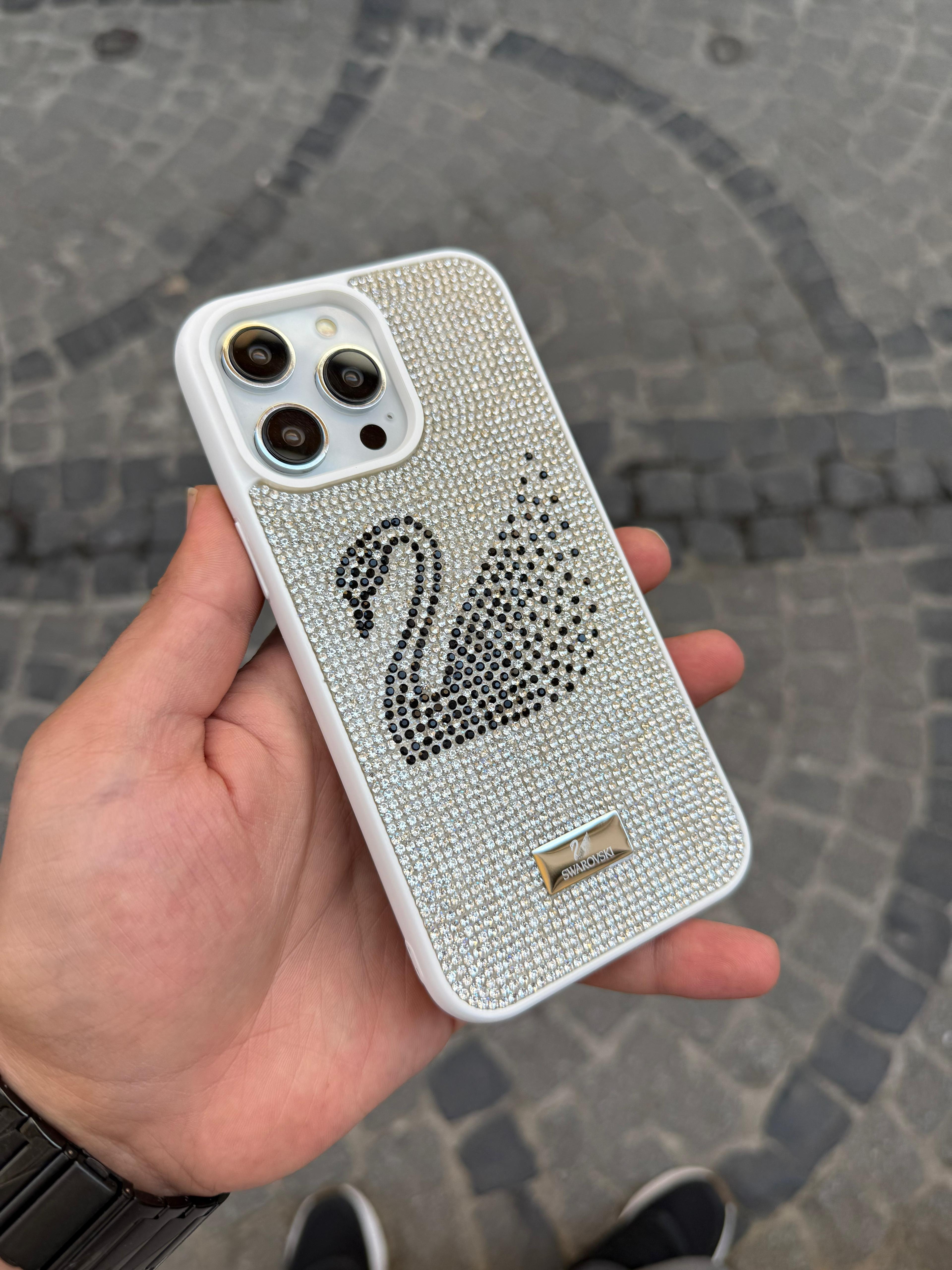 Swaroski TaşlıTelefon Kılıfı Beyaz Renk