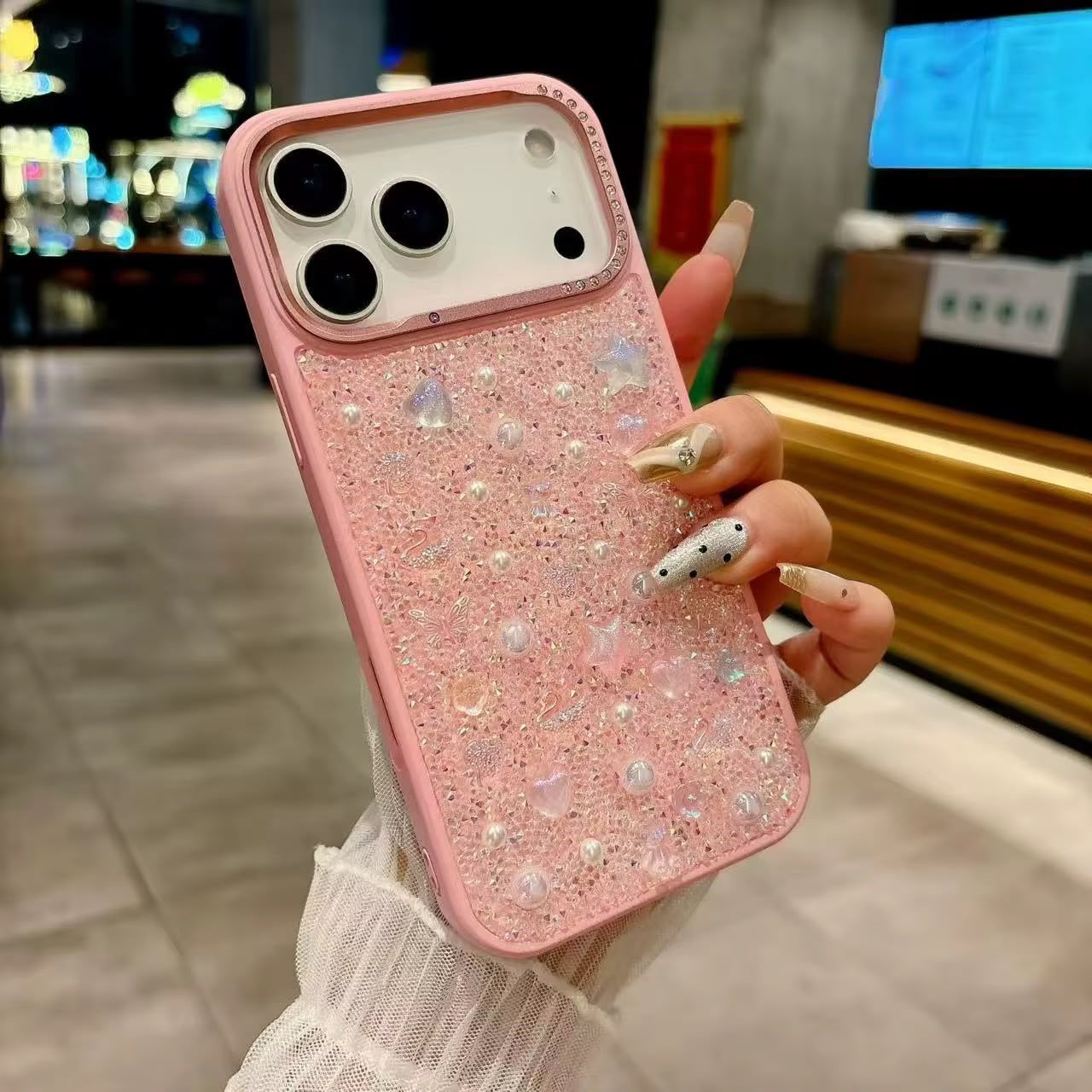 Taşlı Motifli Elegance Kılıf Pembe Renkli