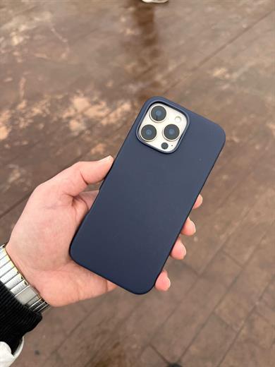 Deri Magsafe Özelikli Luxury Telefon Kılıfı Lacivert Renkli