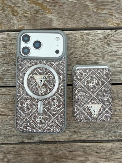 Diamond Spark Taşlı Kartlıklı Kılıf Titanyum Renkli