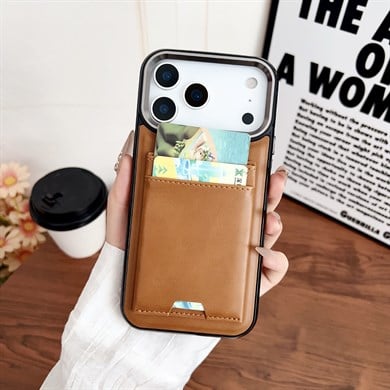 Luteni Wallet Deri Kartlıklı Standlı Premium Kılıf A.Kahve Renkli