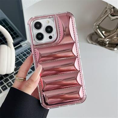 Parlak Renkli Airbag Puff Silikon Telefon Kılıfı Rose Renkli