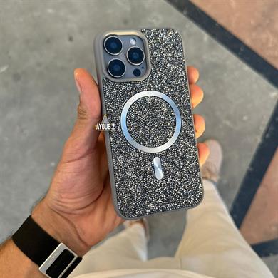 Swa Luxury Taşlı Magsafe Telefon Kılıfı Titanyum