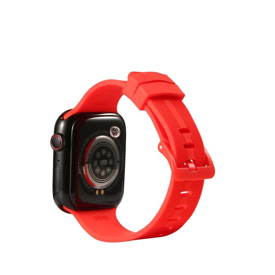  Apple Watch 38mm KRD-23 Silikon Kordon Kırmızı
