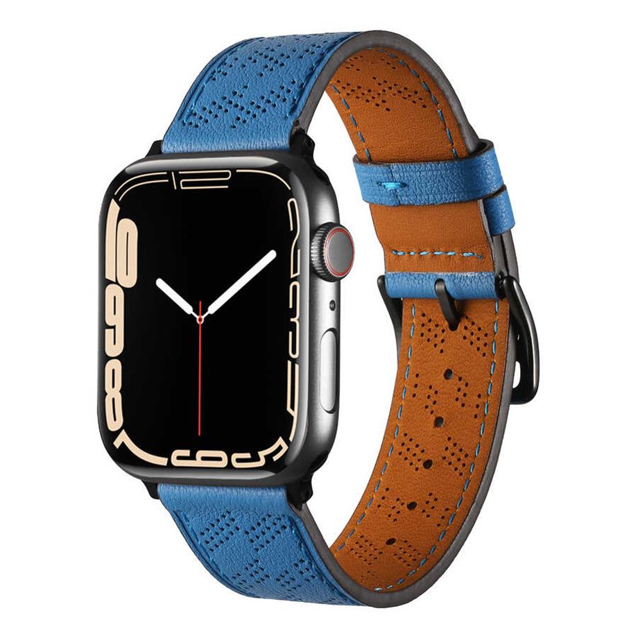  ​​​Apple Watch 42mm KRD-76 PU Deri Kordon Strap Kayış  Mavi 