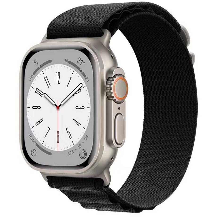  Apple Watch 44mm Zore KRD-74 Hasır Kordon  Siyah 