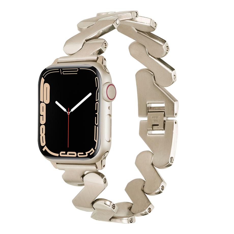  ​​​Apple Watch 7 41mm Kordon KRD-80 Metal Strap Kayış  Starlight 