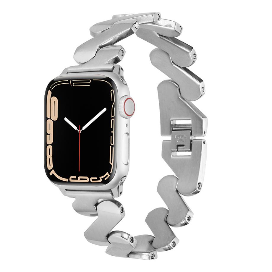  ​​​Apple Watch 7 41mm Kordon KRD-80 Metal Strap Kayış  Gümüş 