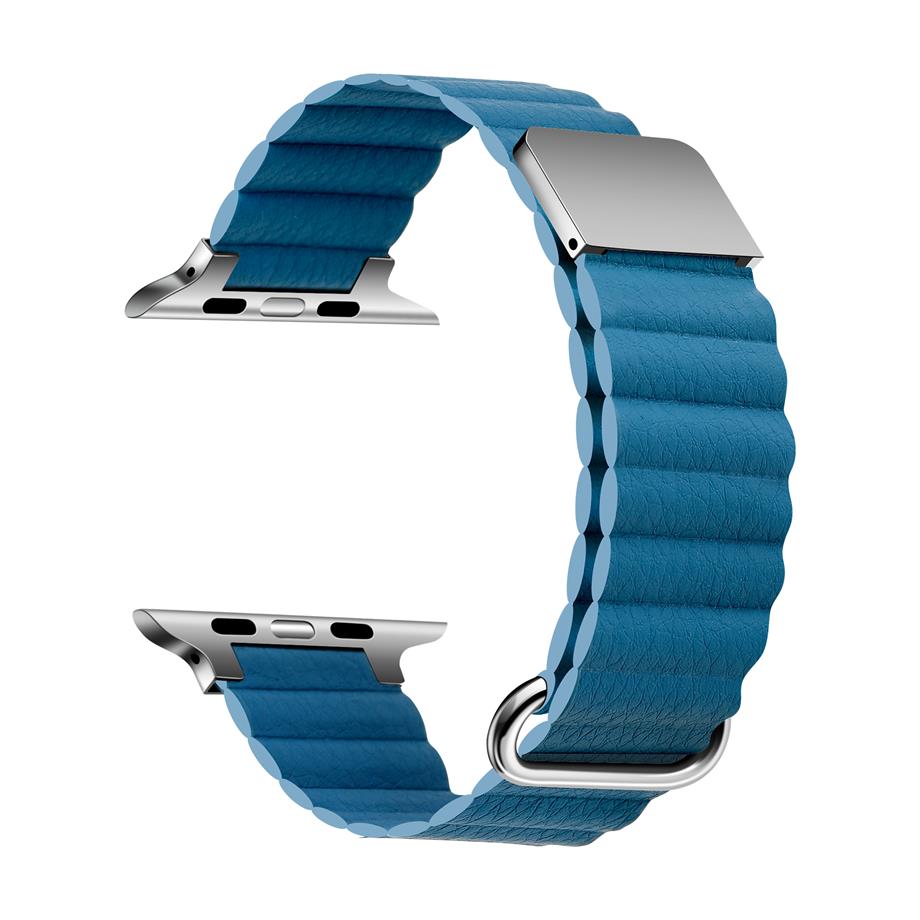  ​​​Apple Watch 7 41mm KRD-78 PU Deri Kordon Strap Kayış  Mavi 