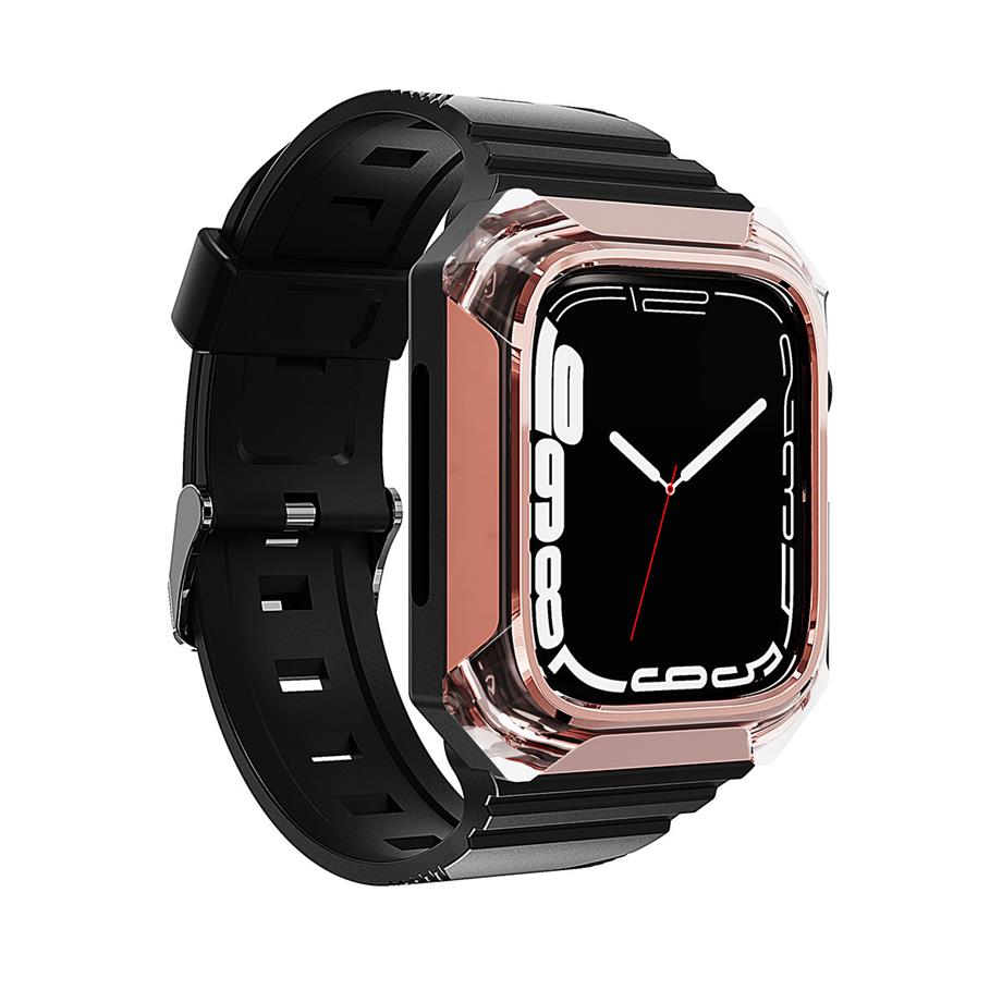  Apple Watch 7 41mm Zore KRD-88 Sert PC Kasa Koruyuculu Silikon Kordon 
