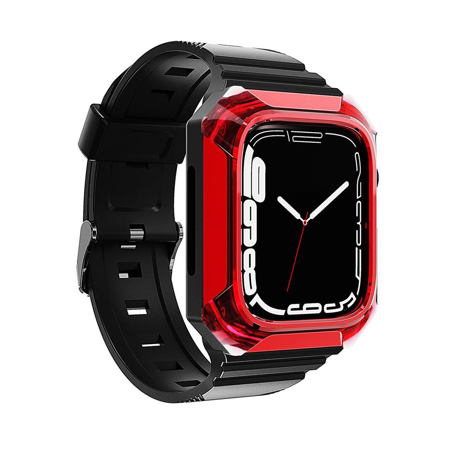  Apple Watch 7 41mm Zore KRD-88 Sert PC Kasa Koruyuculu Silikon Kordon 