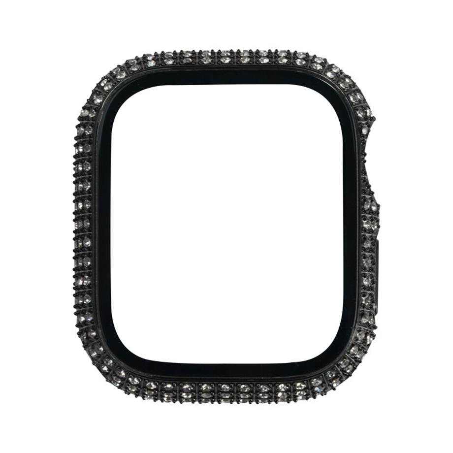  Apple Watch 7 41mm Zore Watch Gard 24 Kenarları Taşlı Sert PC Kasa Ve Ekran Koruyucu  Siyah 