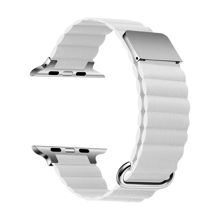  ​​​Apple Watch 7 45mm KRD-78 PU Deri Kordon Strap Kayış  Beyaz 