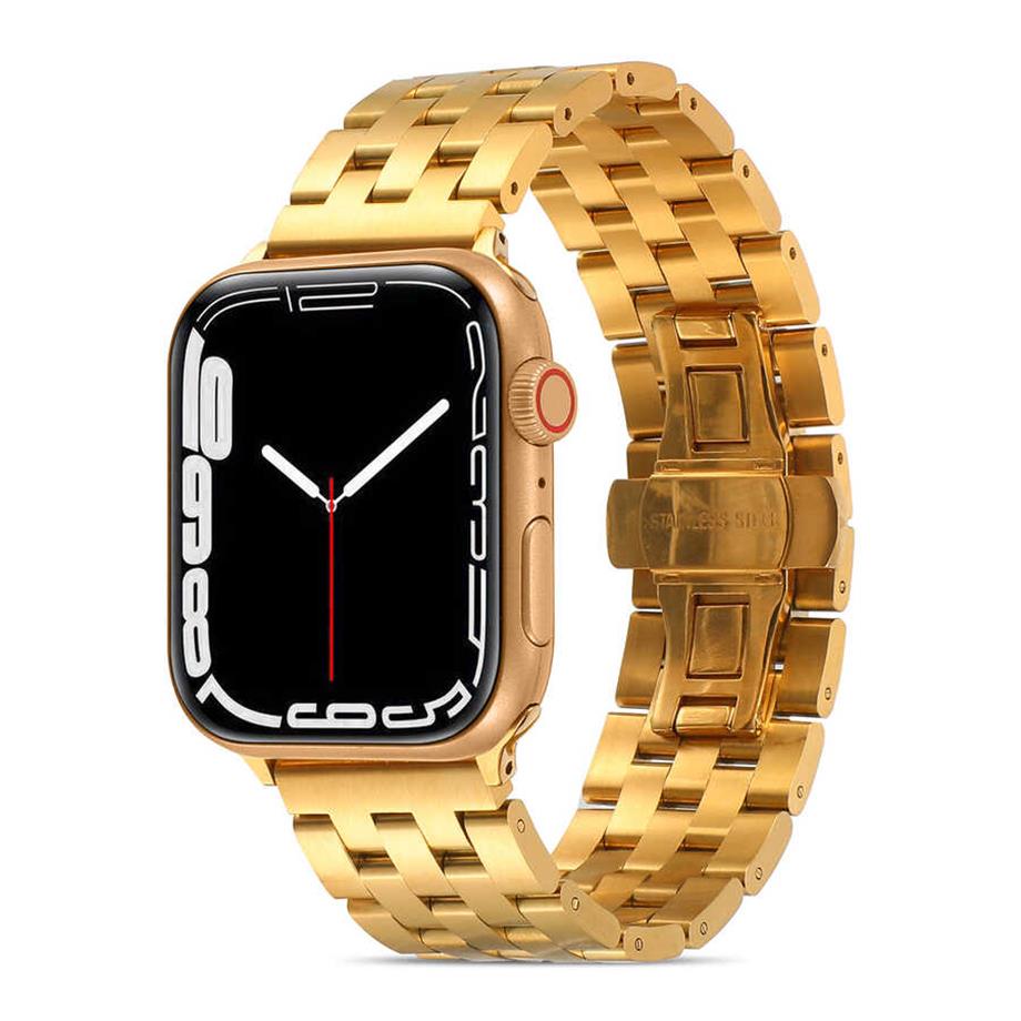  Apple Watch Ultra 49mm Kordon KRD-20 Metal Strap Kayış  Gold 