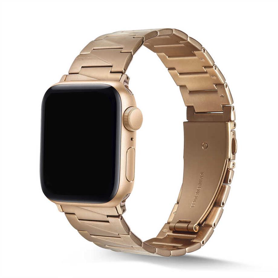  Apple Watch Ultra 49mm Kordon KRD-48 Metal Strap Kayış  Rose Gold 