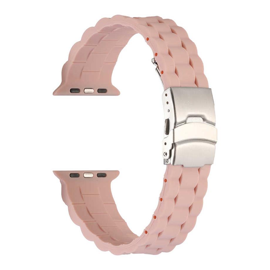  Apple Watch Ultra 49mm Kordon KRD-72 Silikon Strap Kayış  Pembe 