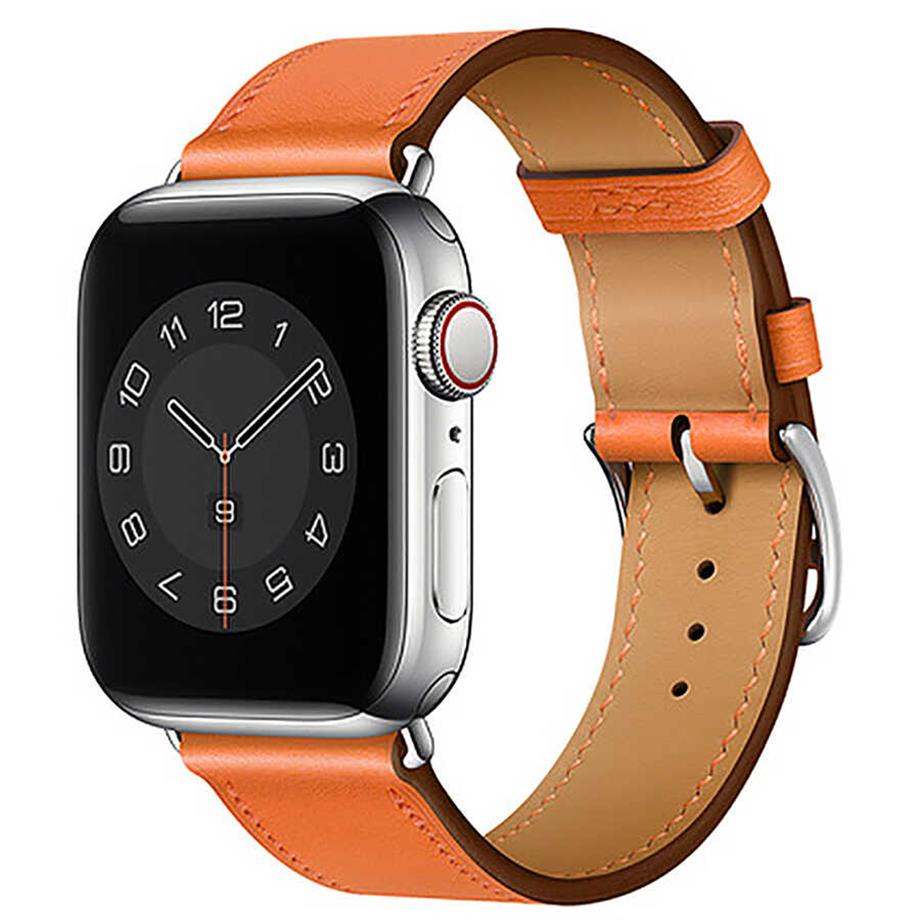  Apple Watch Ultra 49mm Kordon Wiwu Attleage Watchband Hakiki Deri Strap Kayış  Turuncu 