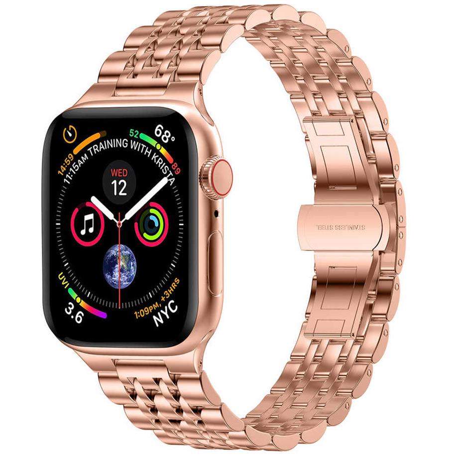  Apple Watch Ultra 49mm Kordon Wiwu Seven Beads Steel Belt Metal Strap Kayış  Gold 