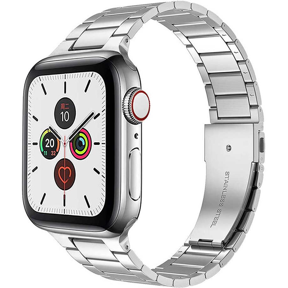  Apple Watch Ultra 49mm Kordon Wiwu Ultra Thin Steel Belt Three Beads Metal Strap Kayış  Gümüş 