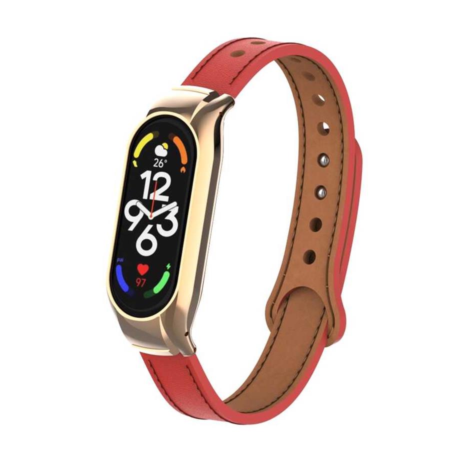  Xiaomi Mi Band 7 KRD-68 Deri Kordon Kırmızı