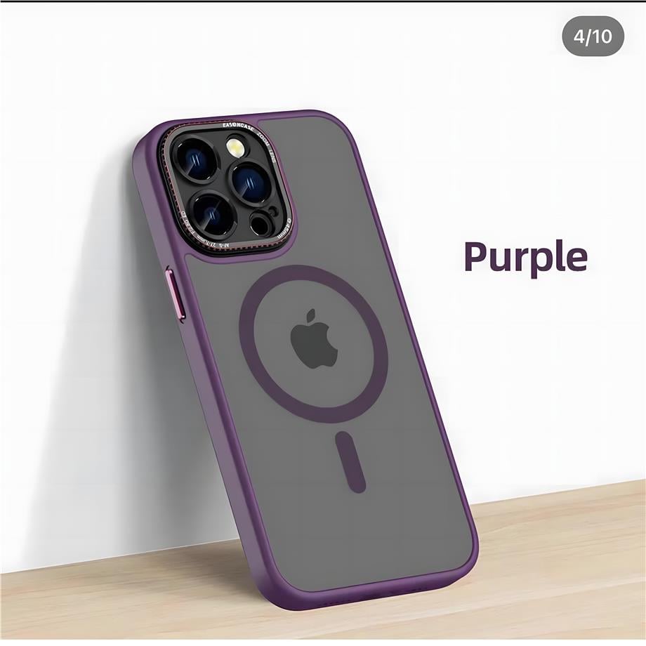 Brabus Kamera Korumalı Magsafe Metal Tuşlu Luxury Telefon Kılıfı Mor Renkli