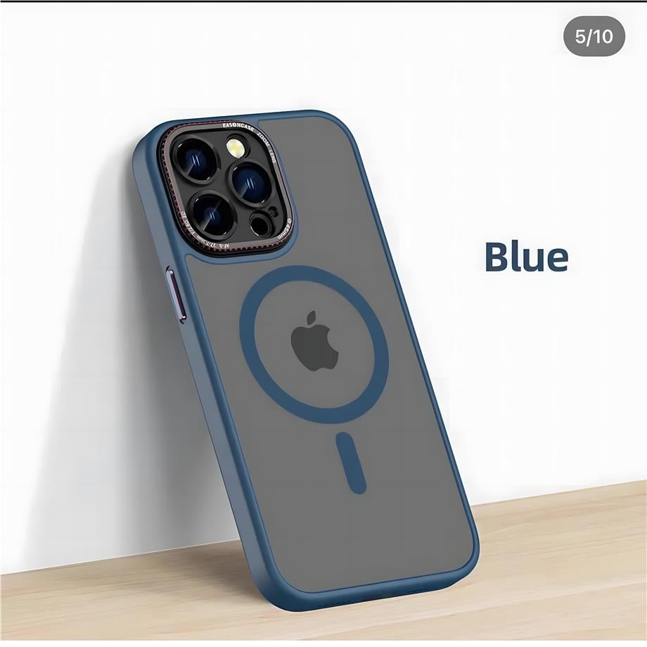 Brabus Kamera Korumalı Magsafe Metal Tuşlu Luxury Telefon Kılıfı Mavi Renkli