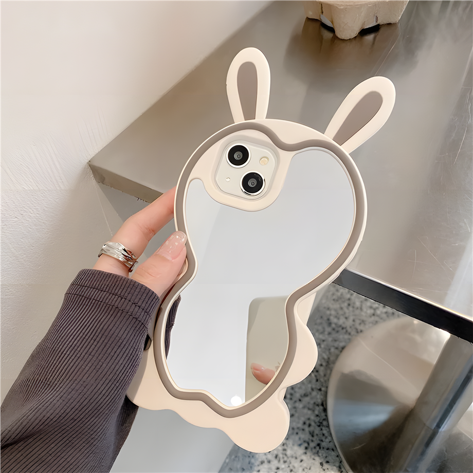 Cute Kulaklı Aynalı Silikon Hamur Telefon Kılıfı
