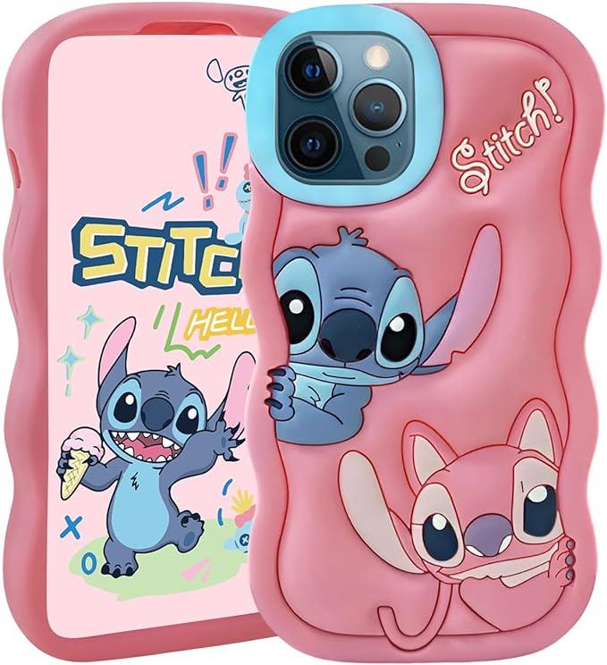 Cute Stitch Silikon Hamur Telefon Kılıfı Pembe Renkli