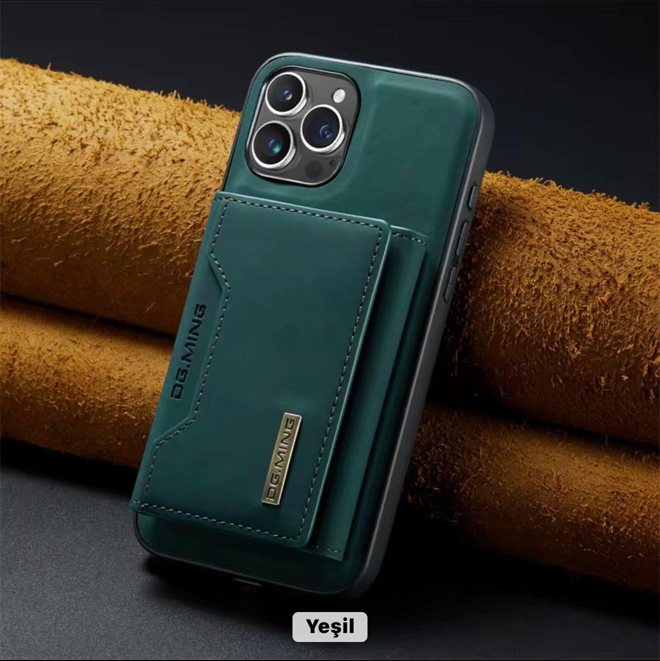 DG Mıng 2 Parça Ayrılabilir Güçlü Manyetik Cüzdanlı Yeşil Renk Kılıf