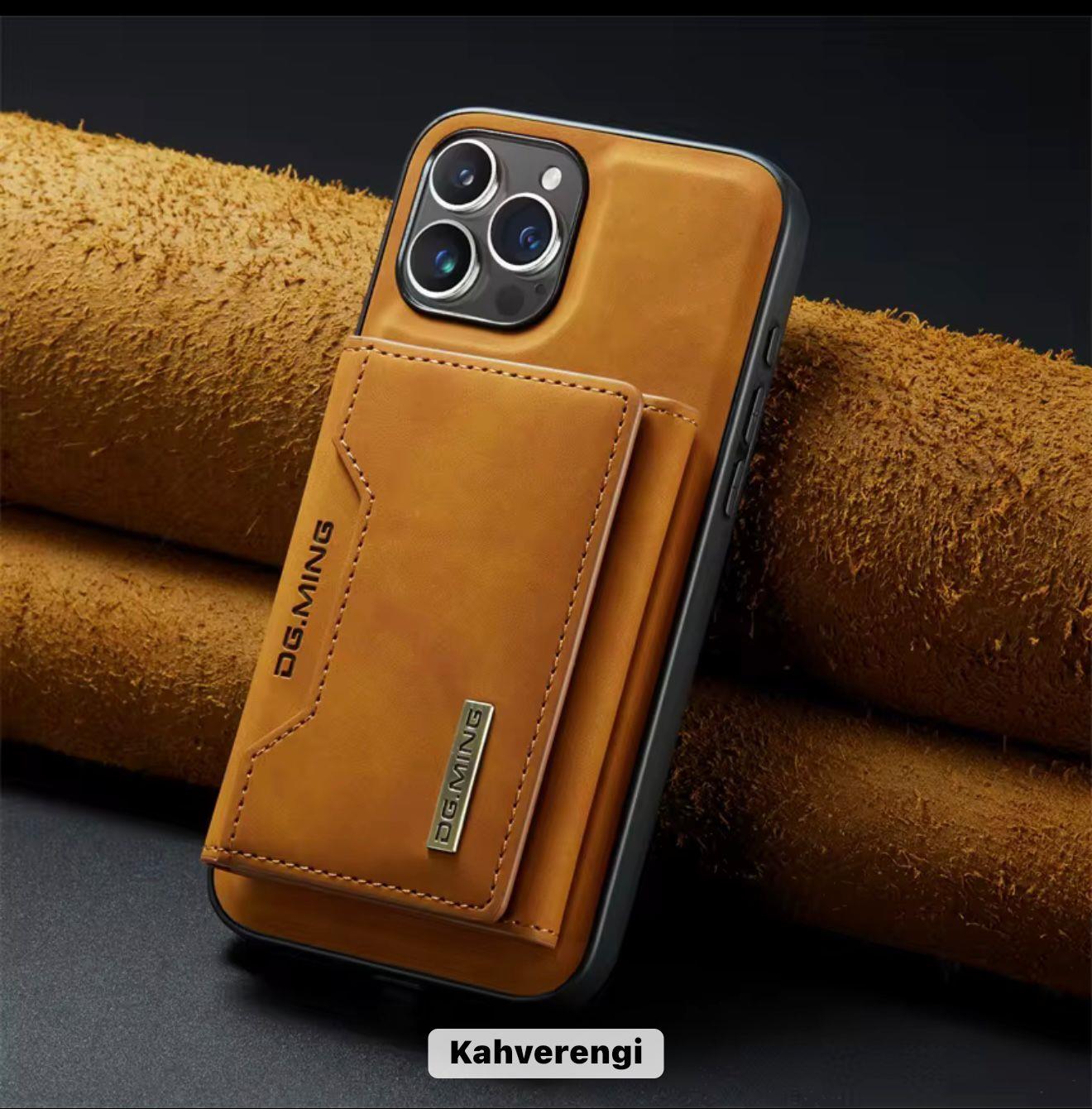 DG Mıng 2 Parça Ayrılabilir Güçlü Manyetik Cüzdanlı Kahverengi Renk Kılıf