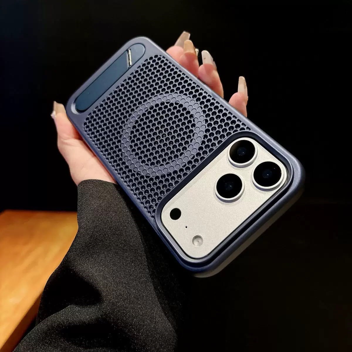 Honeycomb Petek Desenli Standlı Kılıf Lacivert Renkli