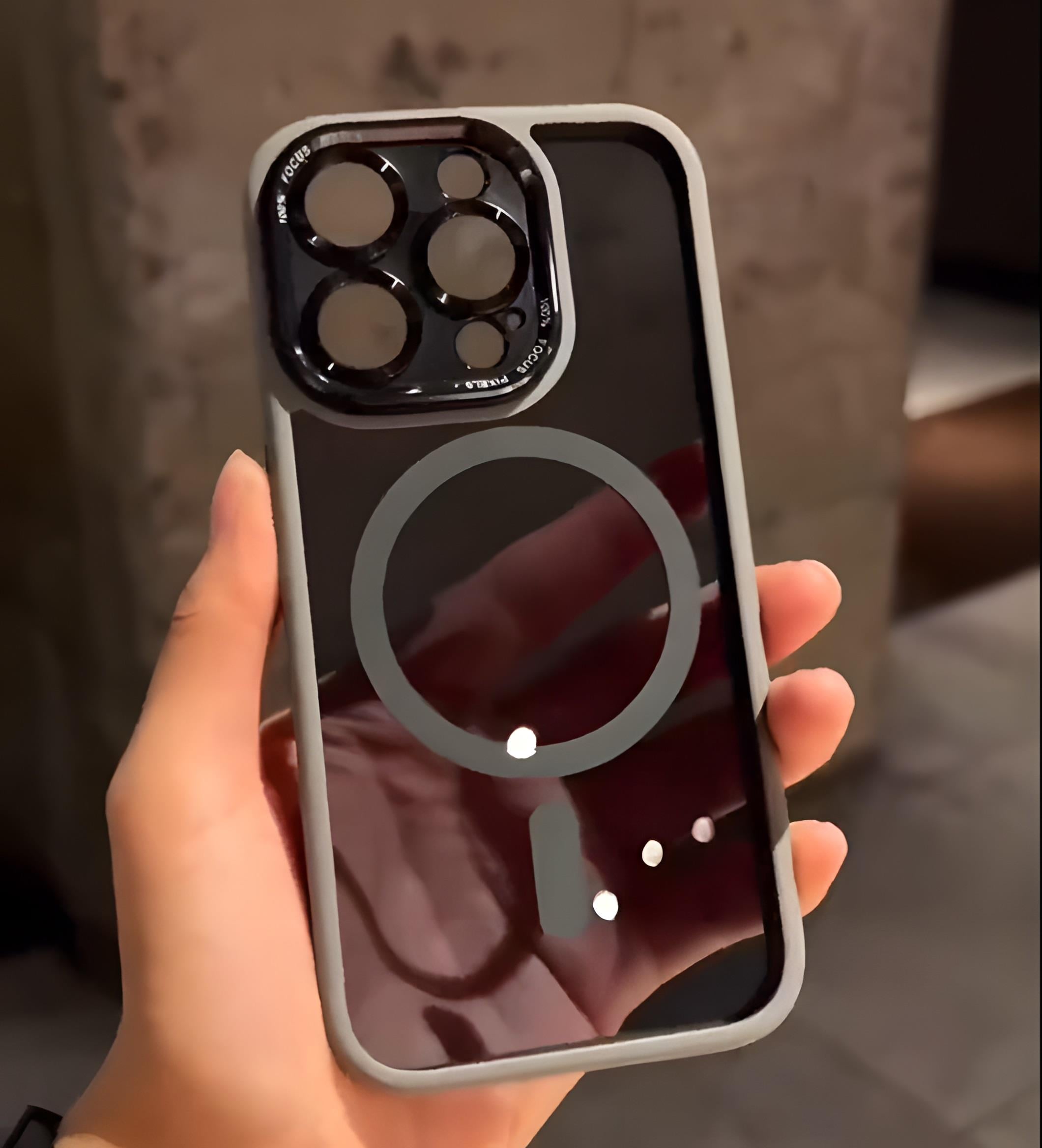 Kamera Korumalı Şeffaf Renkli Mmc Magsafe Telefon Kılıfı Titanyum Renkli
