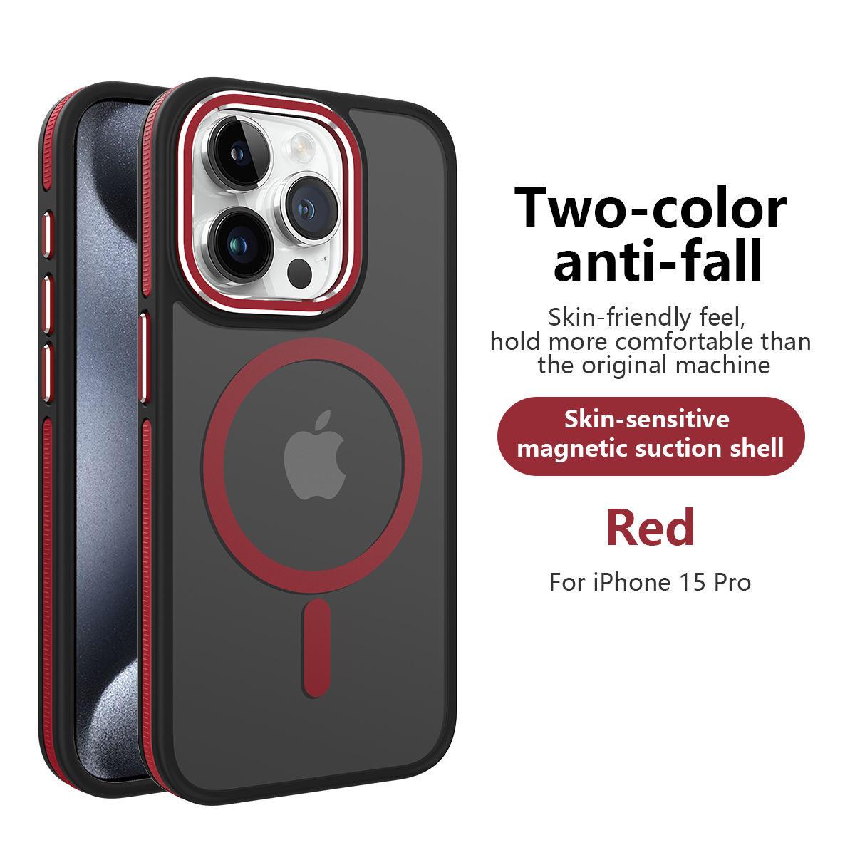 Kamera ve Lens Korumalı Magsafe Özellikli Telefon Kılıfı Kırmızı Renkli