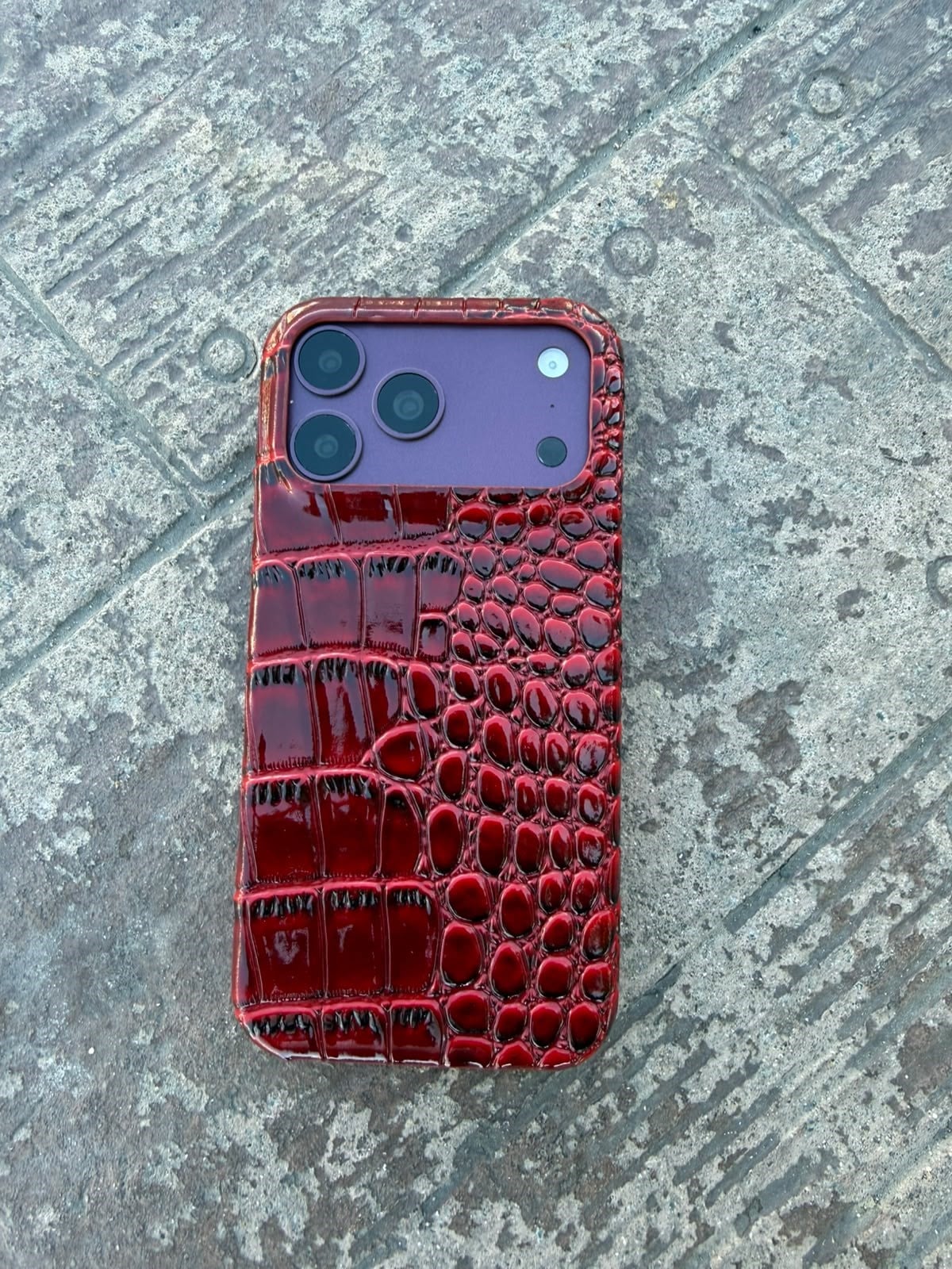 Luxury Snake Deri Görünmlü Kılıf Bordo Renkli
